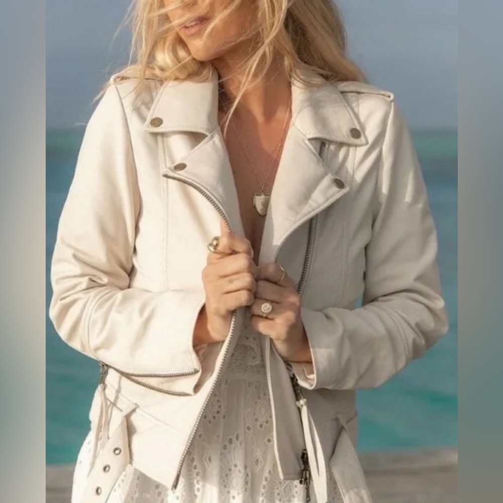 SPELL NOVELLA BIKER LEATHER JACKET (L) - Picture 2 of 11